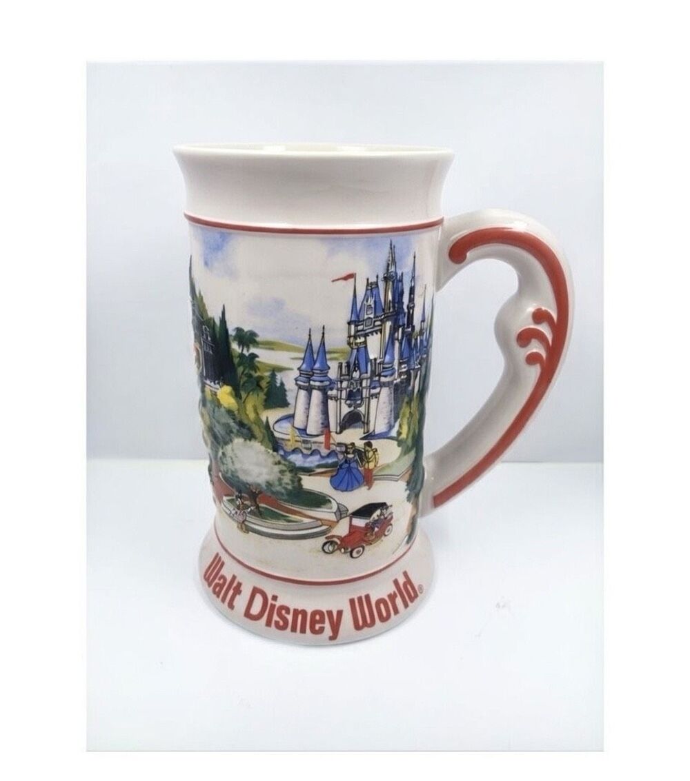 6.5" 3D Walt Disney World Stein Mug Cup Cinderella's Castle & Main Street